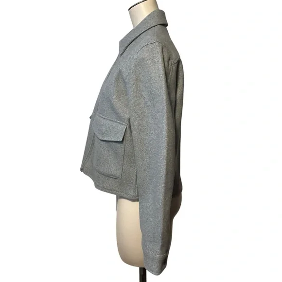 TRUTH sz Small Square Jacket Full Zip Snap Pockets Collared Cropped Gray NWT - Picture 3 of 11